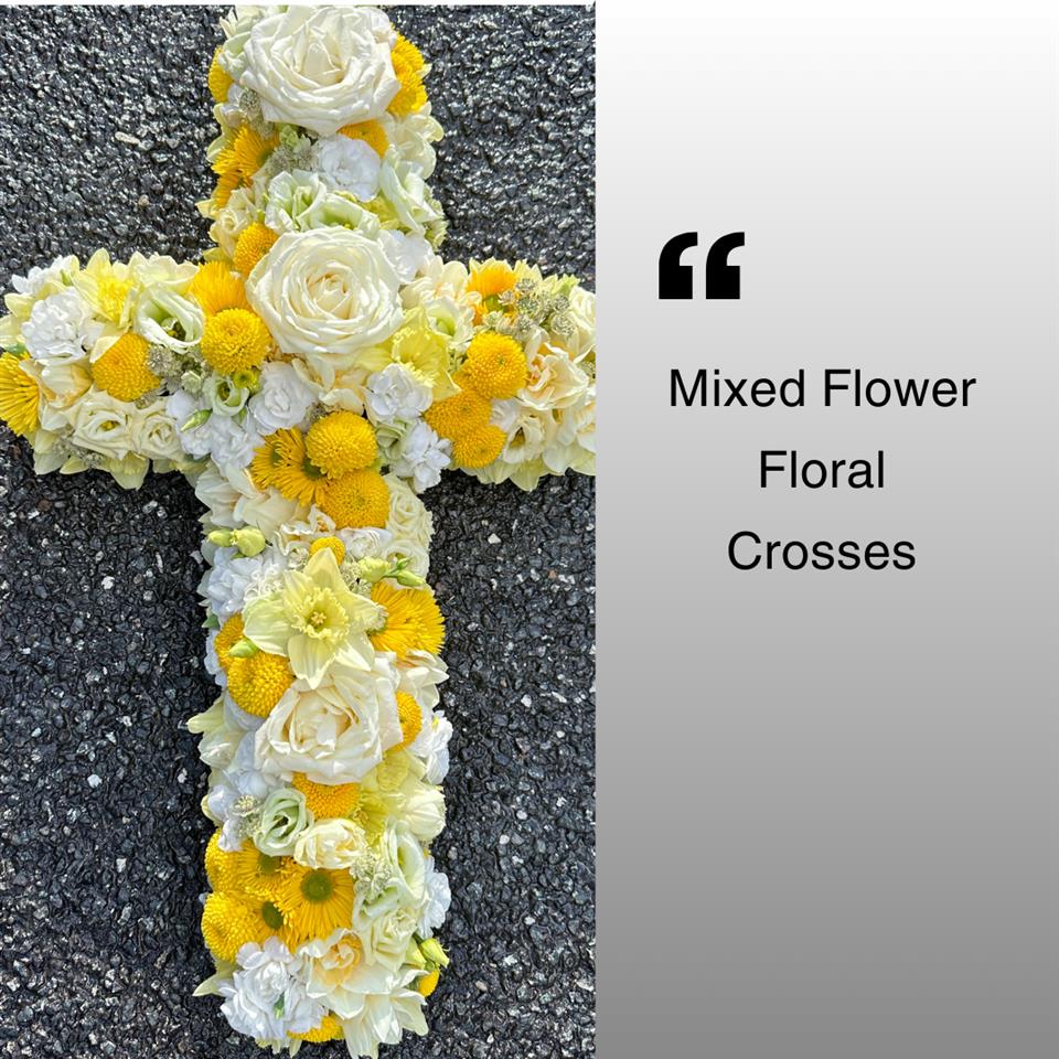 Mixed Flowers Funeral Cross Hayle